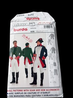 Burda Napoleon Costume Pattern Uncut Size 36-48 Cosplay Theater Uncut FF